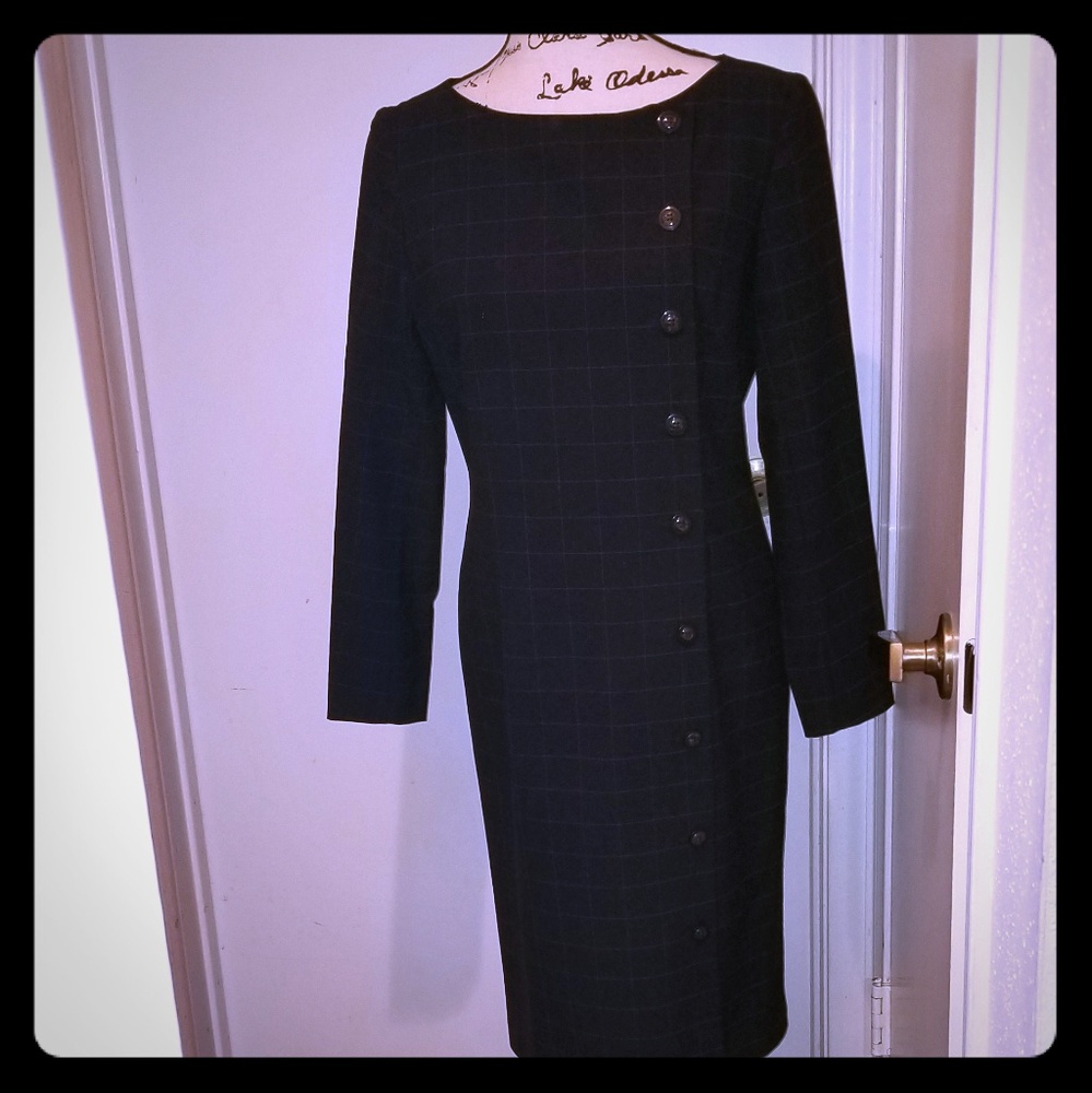 Navy and Gold Plaid Dress